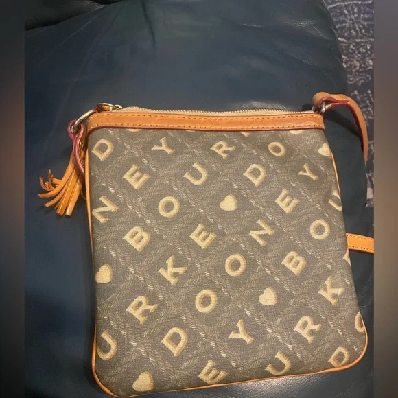 Dooney & Bourke Brown and Gray Vintage Crossbody Bag Purse - Picture 7 of 12